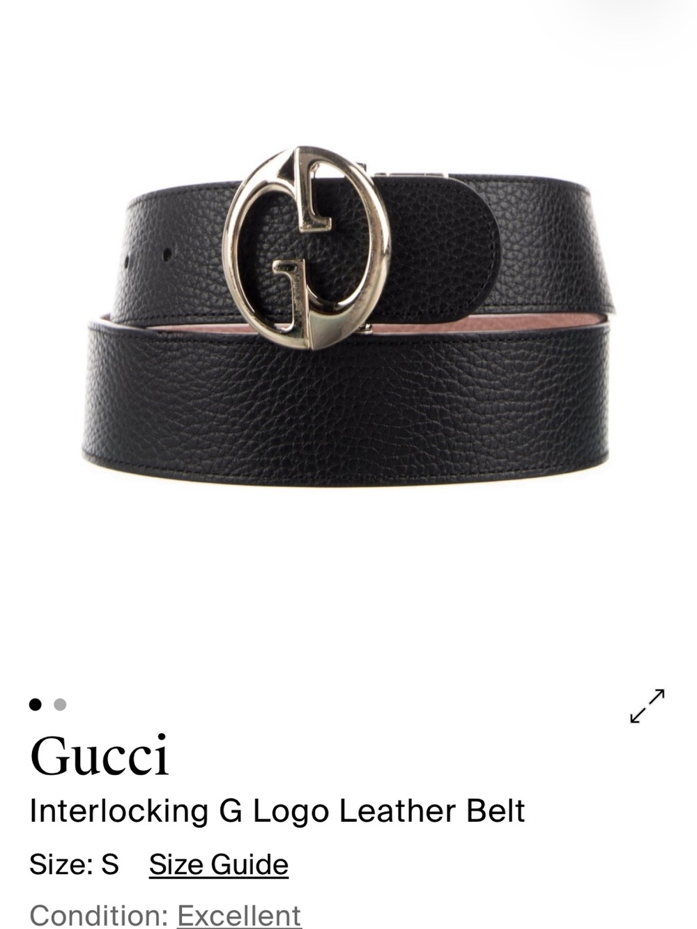 Gucci Black Leather Belt with Gold Interlocking G Buckle